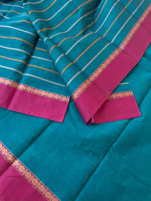 Mangalavastaram - deep dark teal veldhari with unique woven pallu