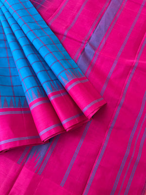 Signature Korvai Silk Cottons - sulphate blue and pink