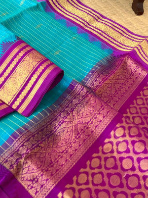 Korvai Silk Cotton - teal and majentha