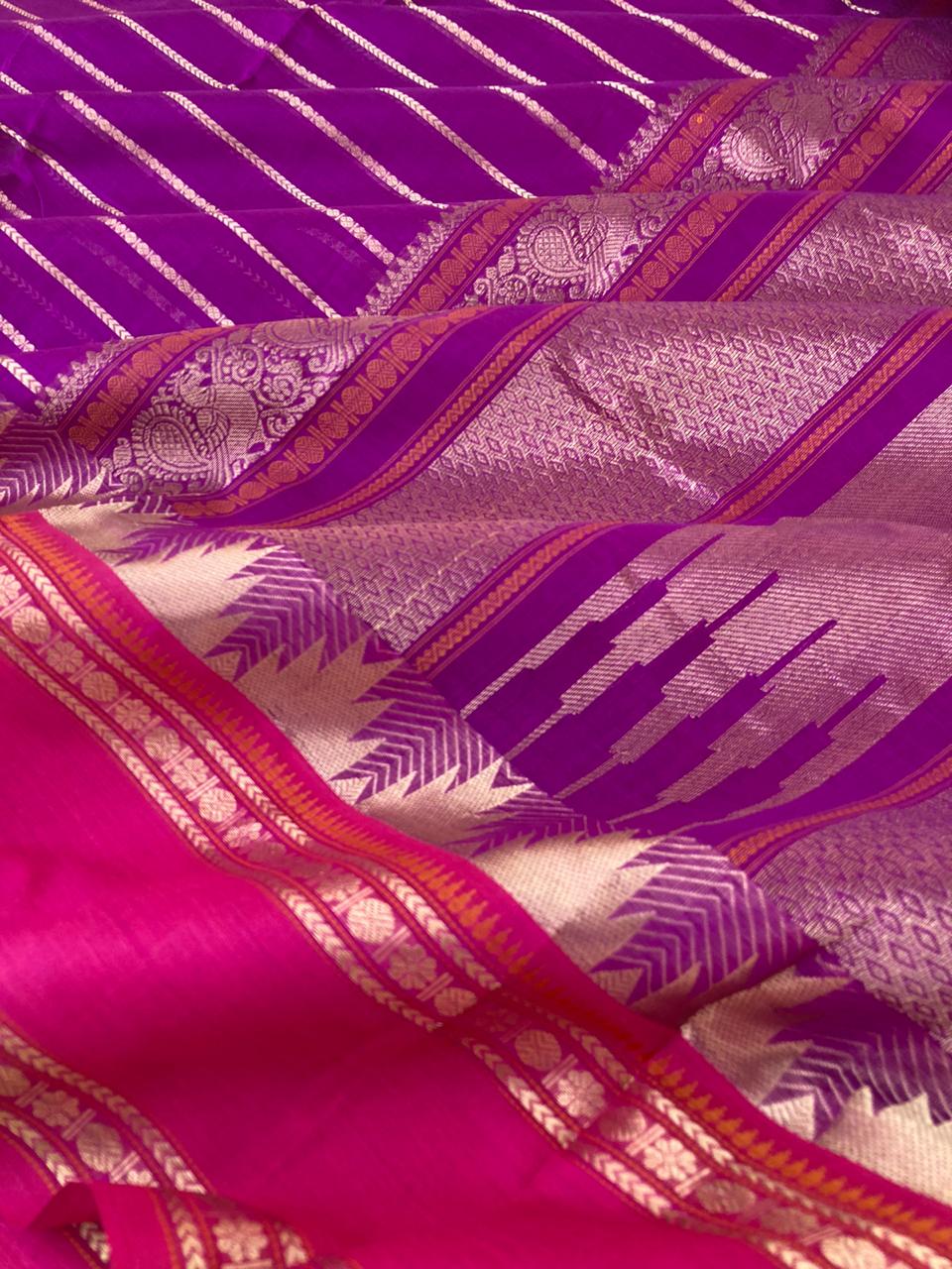 Zari Kissed Silk Cotton -vibrant violet pink veldhari