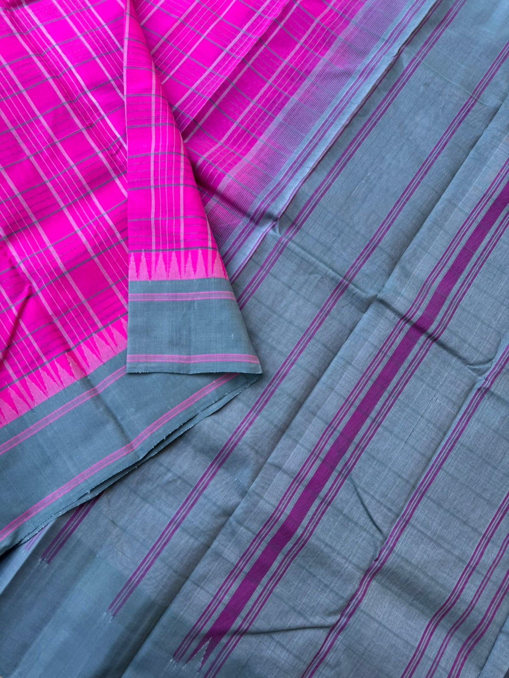 Signature Korvai Silk Cottons - rose pink and grey