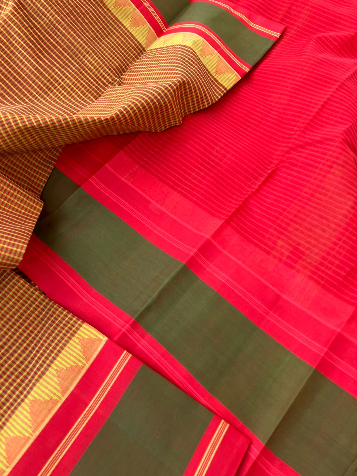 Signature Korvai Silk Cottons - rust and red kasa kasa kattam