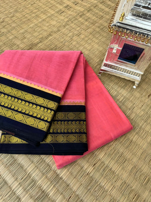 Korvai Silk Cottons - lotus pink and navy