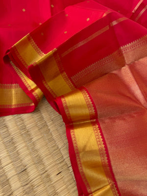 Swarnam - Stunning Solid Border Kanchivarams - the best of best red and gold