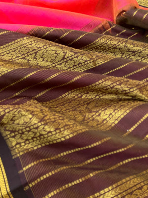 Korvai Silk Cotton - pink and brown