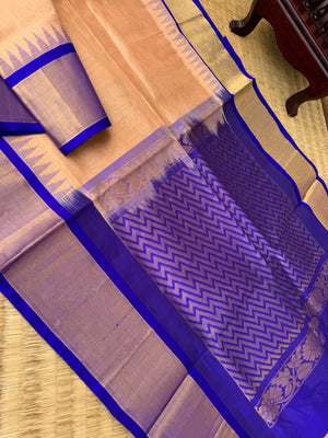 Korvai Silk Cotton - sandalwood and ms blue korvai