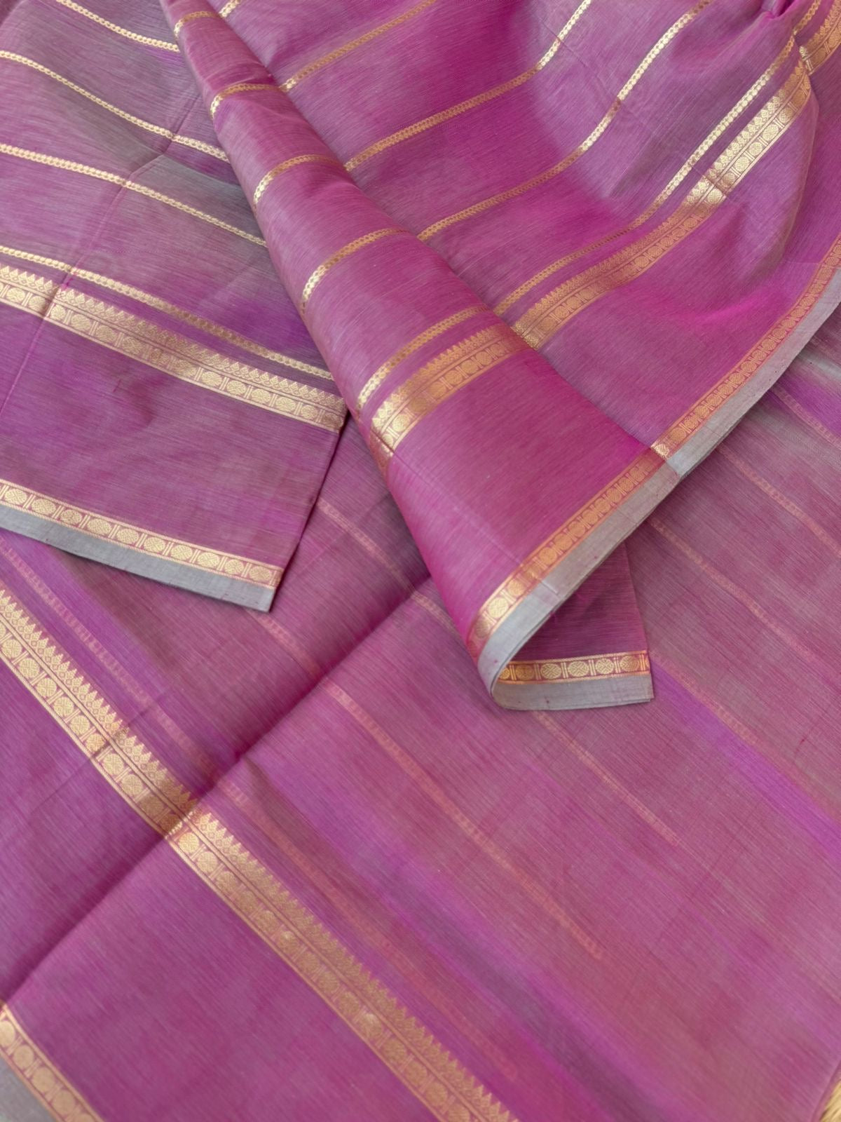 Zari Kissed Silk Cotton - stunning onions peal pink veldhari