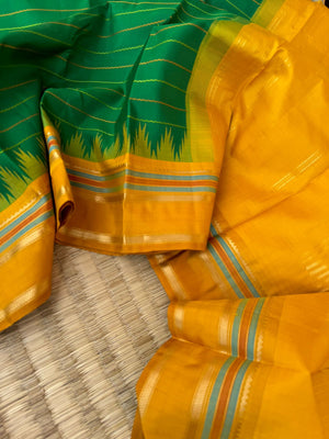 Veldhari on Korvai Kanchivaram - traditional stunning green on mustard