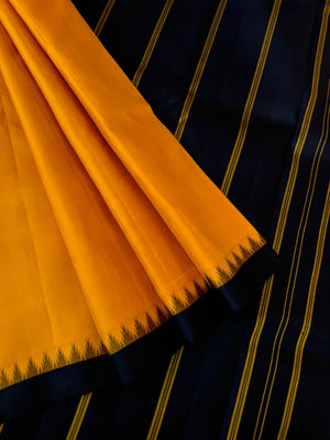 Bliss of Korvai Kanchivaram - stunning mustard and black for people who love small borders