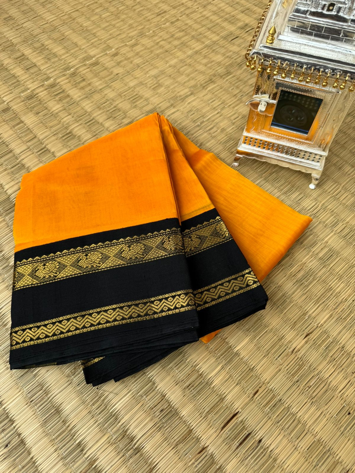 Korvai Silk Cottons - turmeric and black