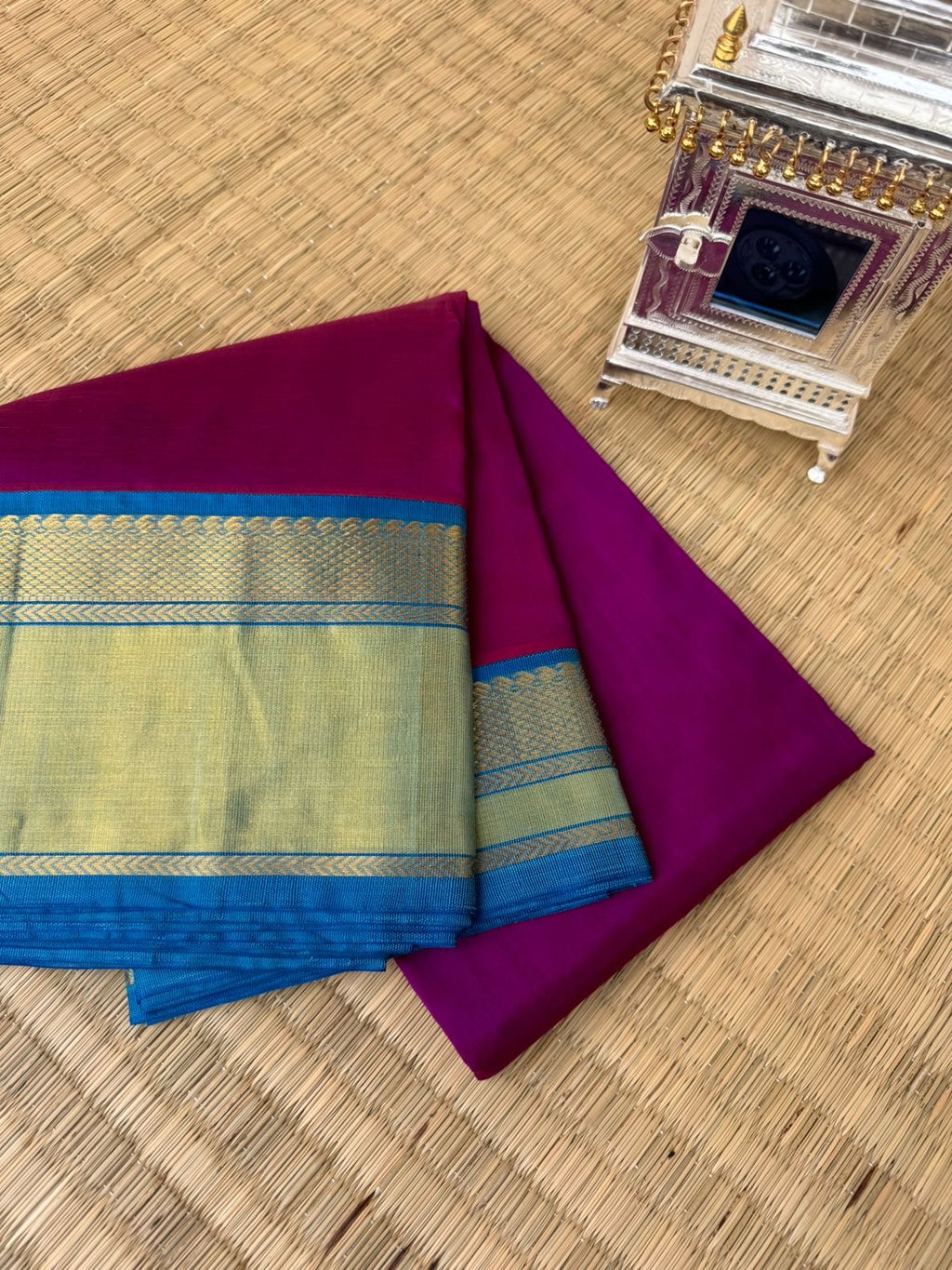 Korvai Silk Cottons - deep purple and sulphate blue