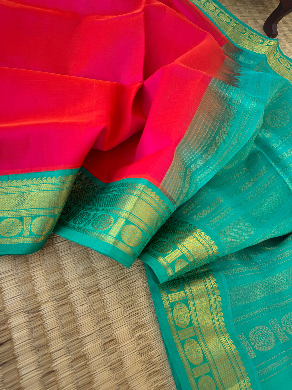 Korvai Silk Cotton - orange mixed pink and teal