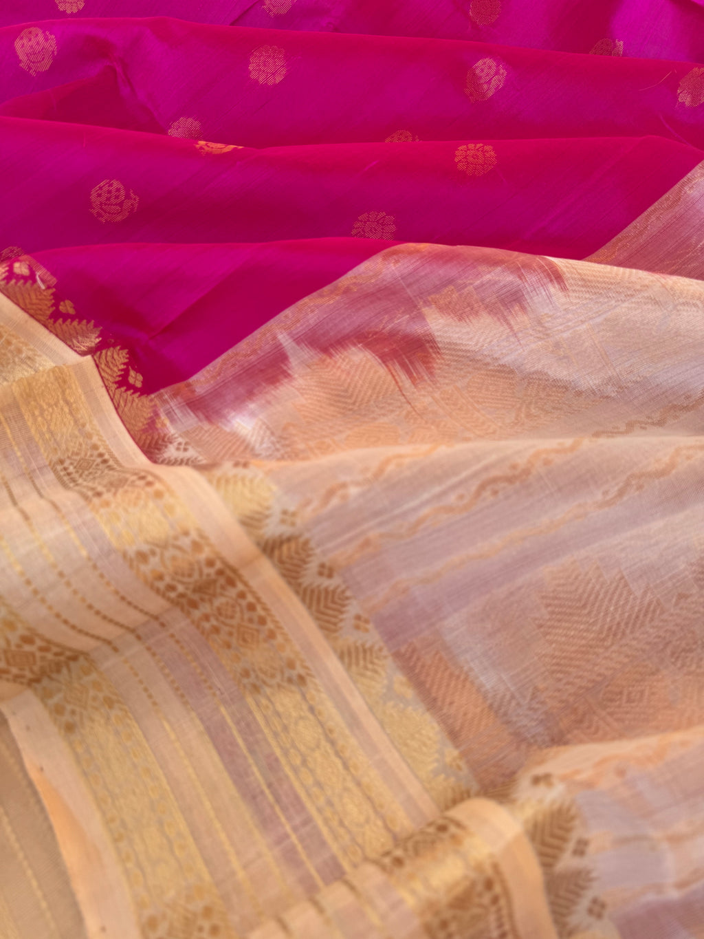 Korvai Silk Cotton - pink and beige