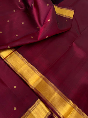 Swarnam - Stunning Solid Border Kanchivarams - the deep dark maroon and gold is absolutely super gorgeous traditional