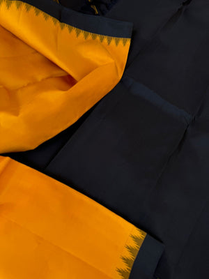 Bliss of Korvai Kanchivaram - stunning mustard and black for people who love small borders