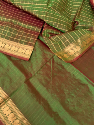 Zari Kissed Silk Cotton - perfect maanthulir ( new mango leaf ) tone lakshadeepam