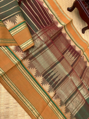 Zari Kissed Silk Cotton - maanthulir tone veldhari