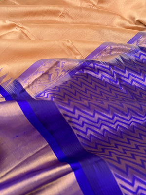 Korvai Silk Cotton - sandalwood and ms blue korvai