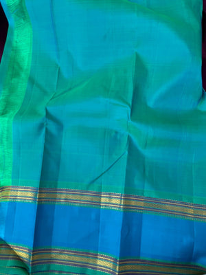 Connection Made By Korvai - deep dark purple and sulphate blue border with aqua blue pallu and blouse