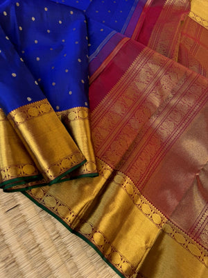 Meenakshi - Kanchivaram for Every Occasion - deep ms blue and maroon