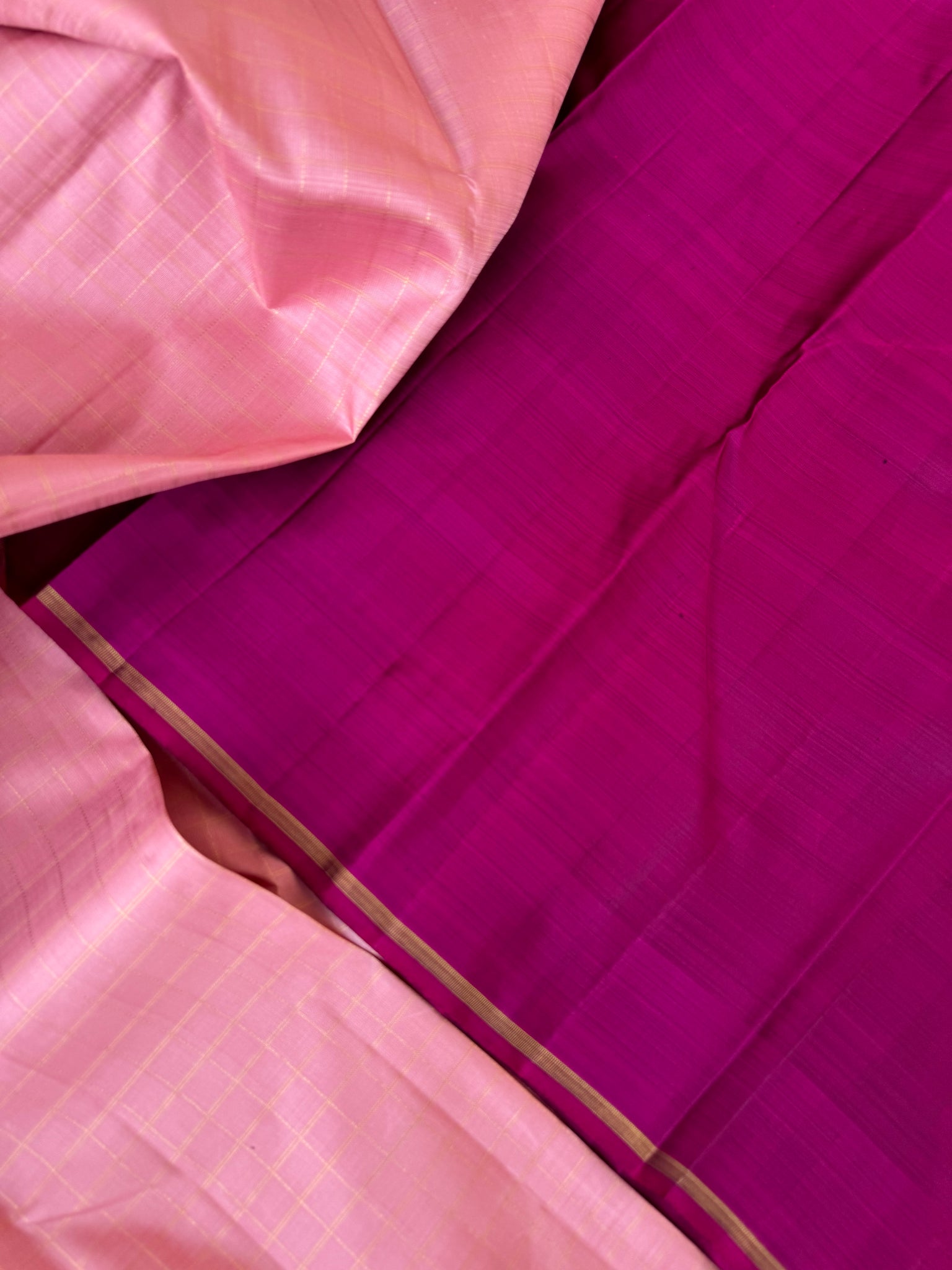 Ragas on Kanchivaram - pastel baby pink and majentha zari kattam