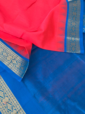 Korvai Silk Cotton - pink and blue