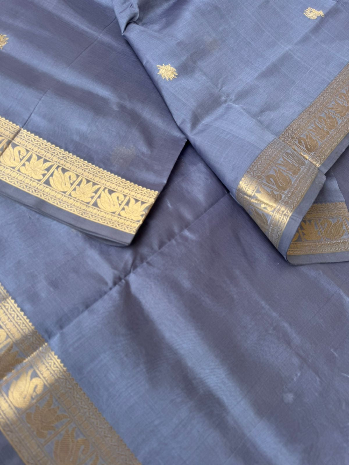 Zari Kissed Silk Cotton - silver grey