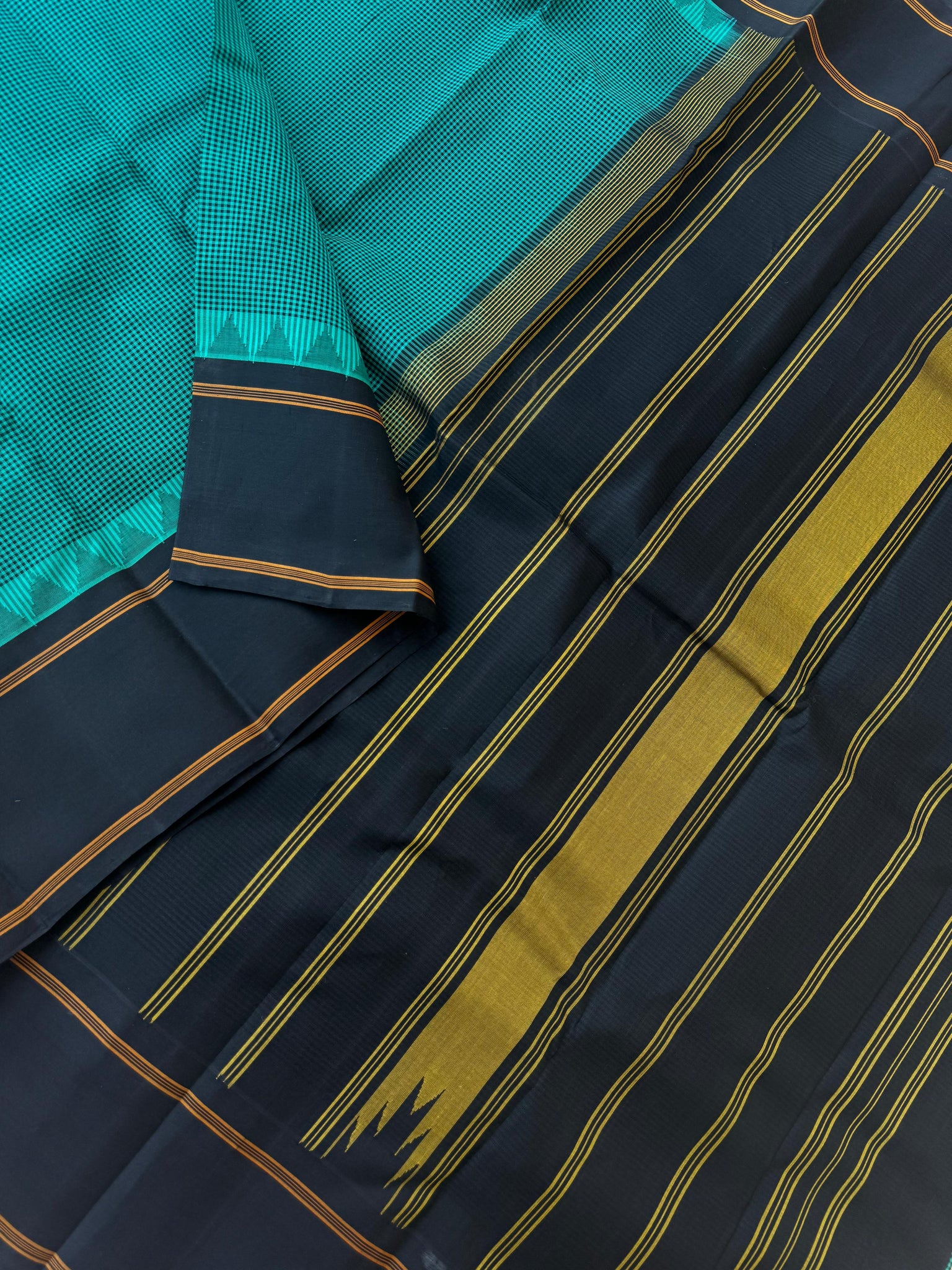 Signature Silk Cotton - deep teal and black