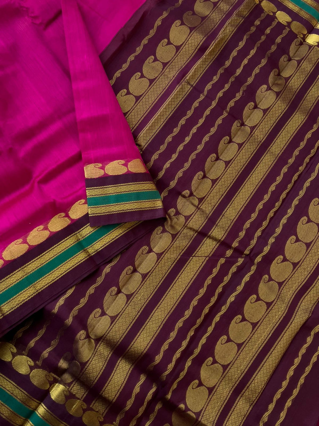 Korvai Silk Cotton - deep dark pink and maroon