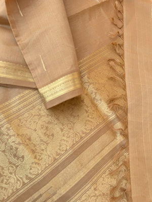 Zari Kissed Silk Cotton - golden sandal tone for people who love small borders