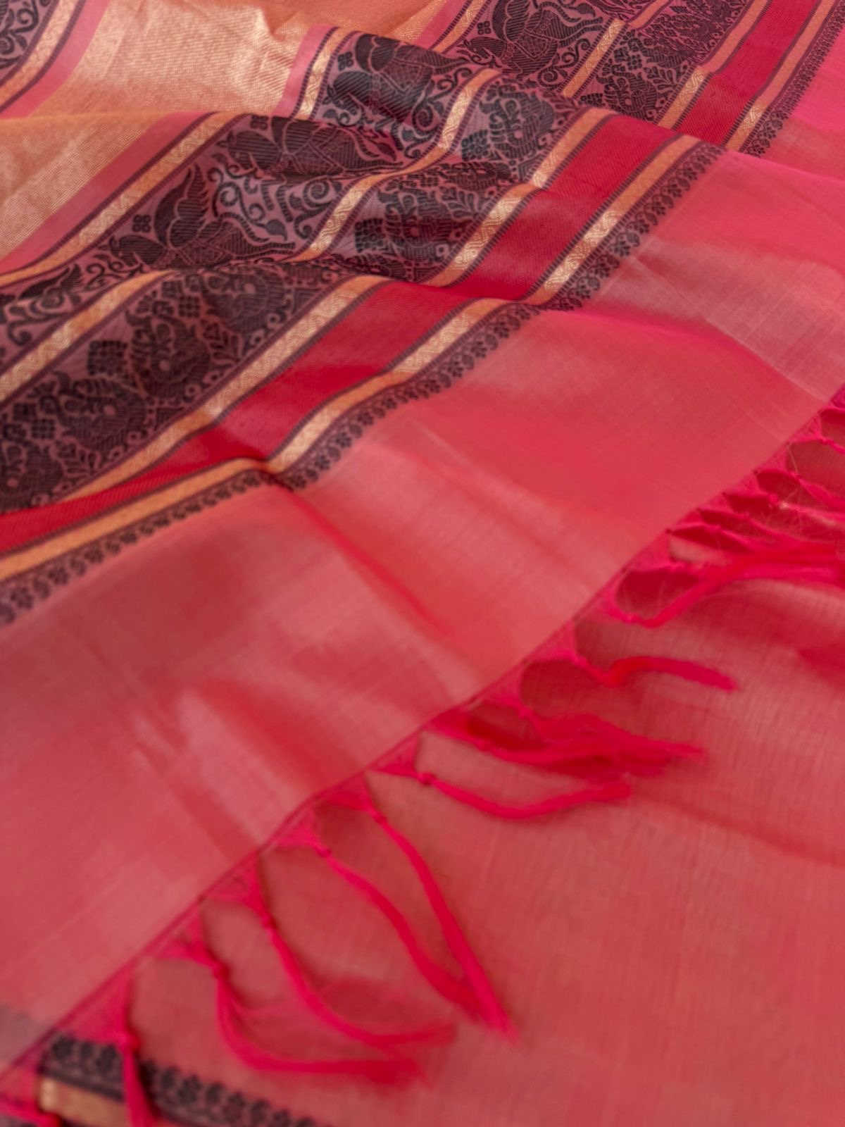 Zari Kissed Silk Cotton - stunning floral pink