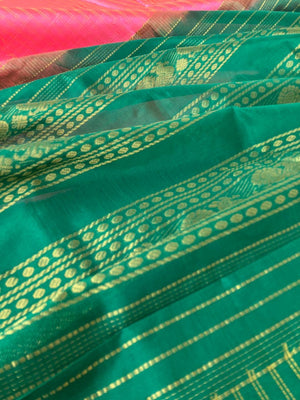 Korvai Silk Cotton - pink and teal