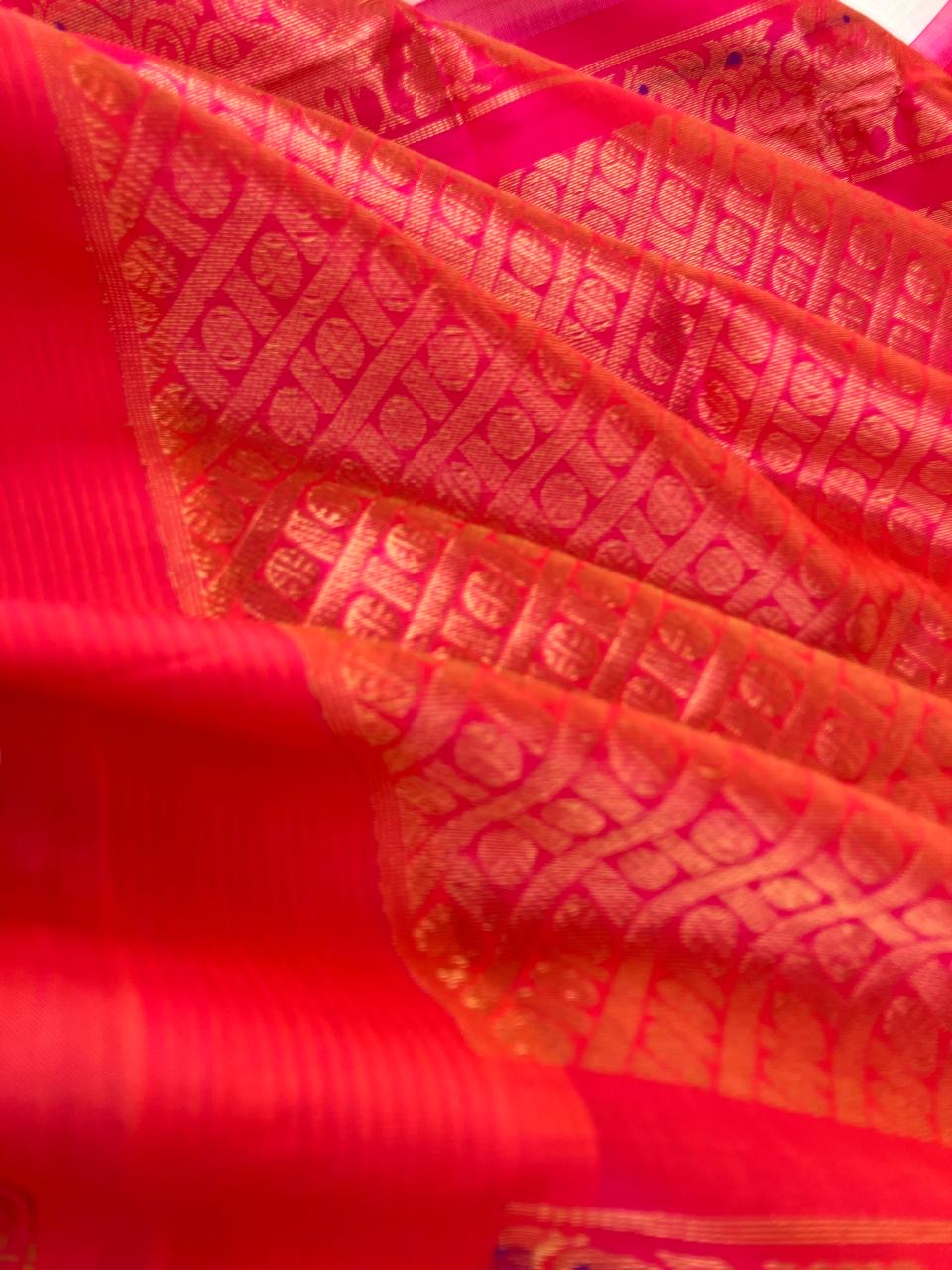 Korvai Silk Cotton - off white and pink