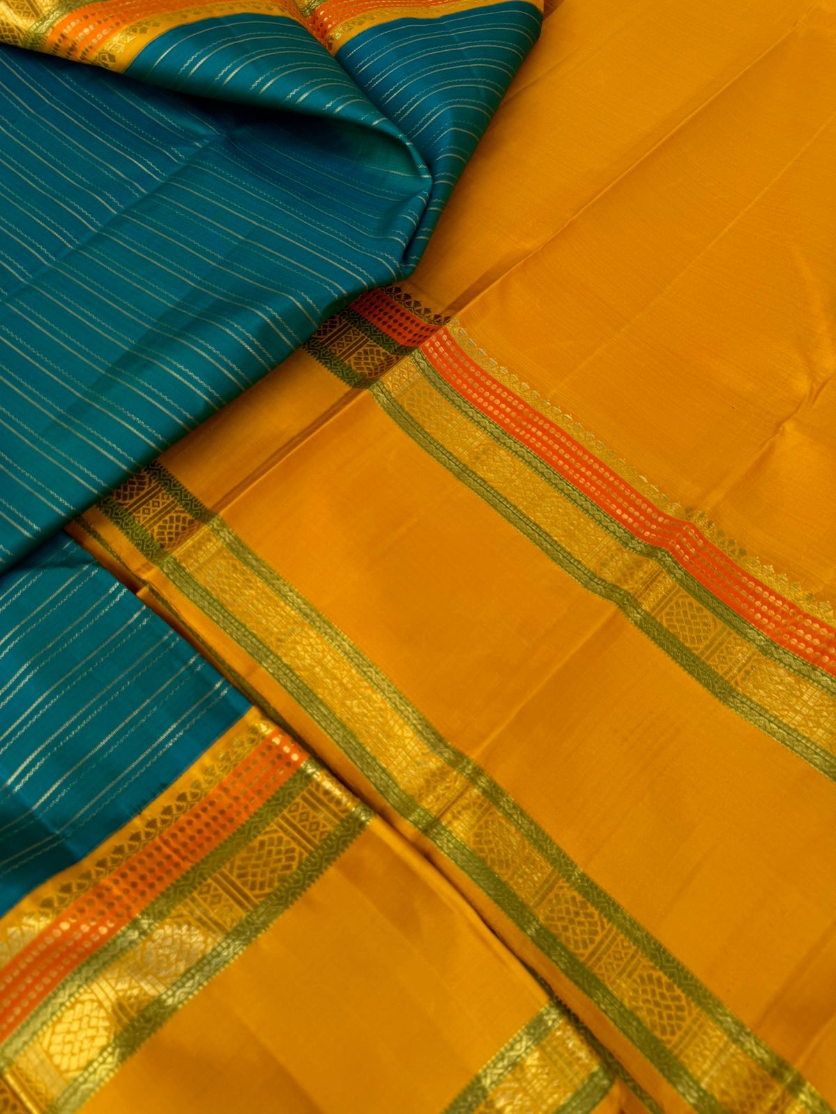 Connection Made By Korvai - vintage rama blue on mustard