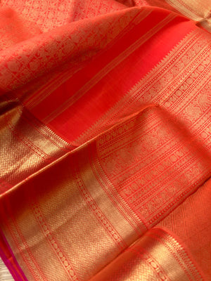 Seetha Kalayanam - The best of bridal Kanchivaram - orange and gold 20,000 woven buttas the gorgeous grandest saree