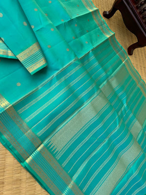 Pastel Ragas on Kanchivaram - stunning aqua blue green dual tone effect of Kanchivaram