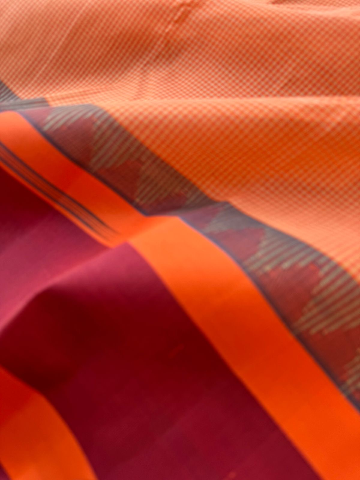 Signature Korvai Silk Cottons - creamy orange kasa kasa kattam