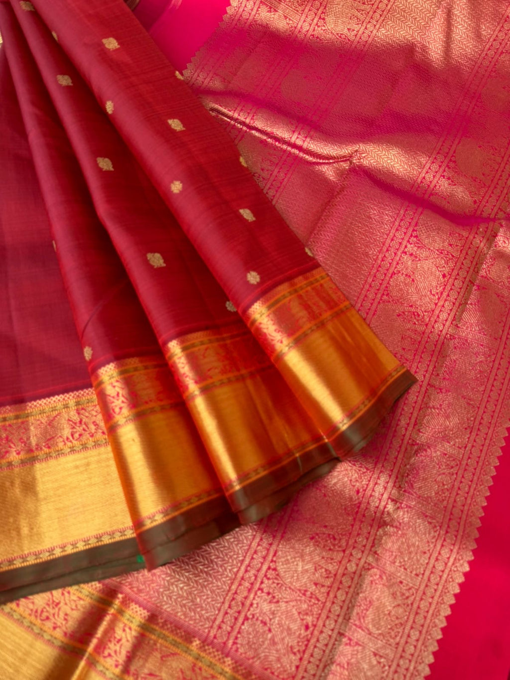 Meenakshi - Kanchivaram for Every Occasion - reddish aaraku and pink pallu and blouse