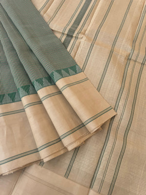 Signature Silk Cotton - beige and green kasa kasa kattam