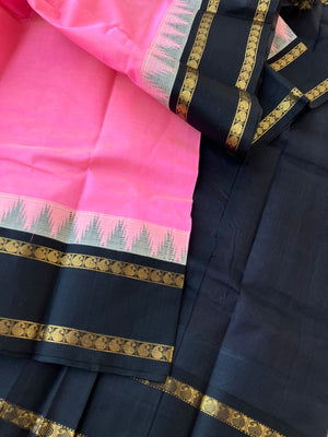 Korvai Silk Cotton - rose pink and black