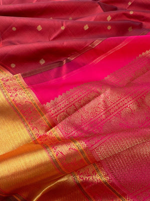 Meenakshi - Kanchivaram for Every Occasion - reddish aaraku and pink pallu and blouse