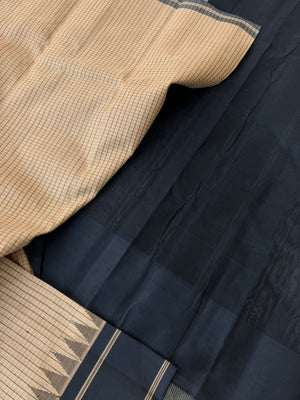 Signature Korvai Silk Cottons - beige and black podi kattam