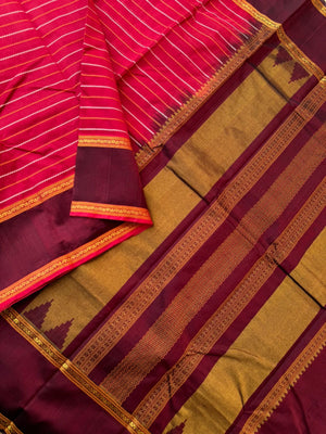 Woven Motifs Silk Cotton - deep red maroon veldhari