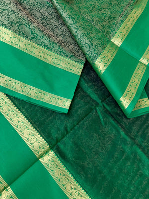 Traditional Colours Woven Motifs Silk Cotton - green on green vanasingaram