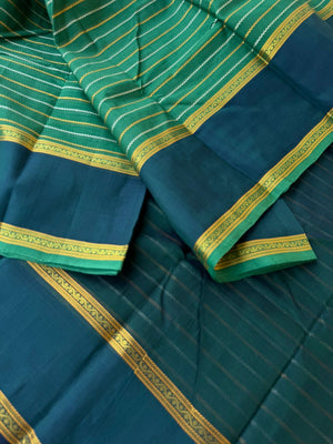 Woven Motifs Silk Cotton -Meenakshi green veldhari