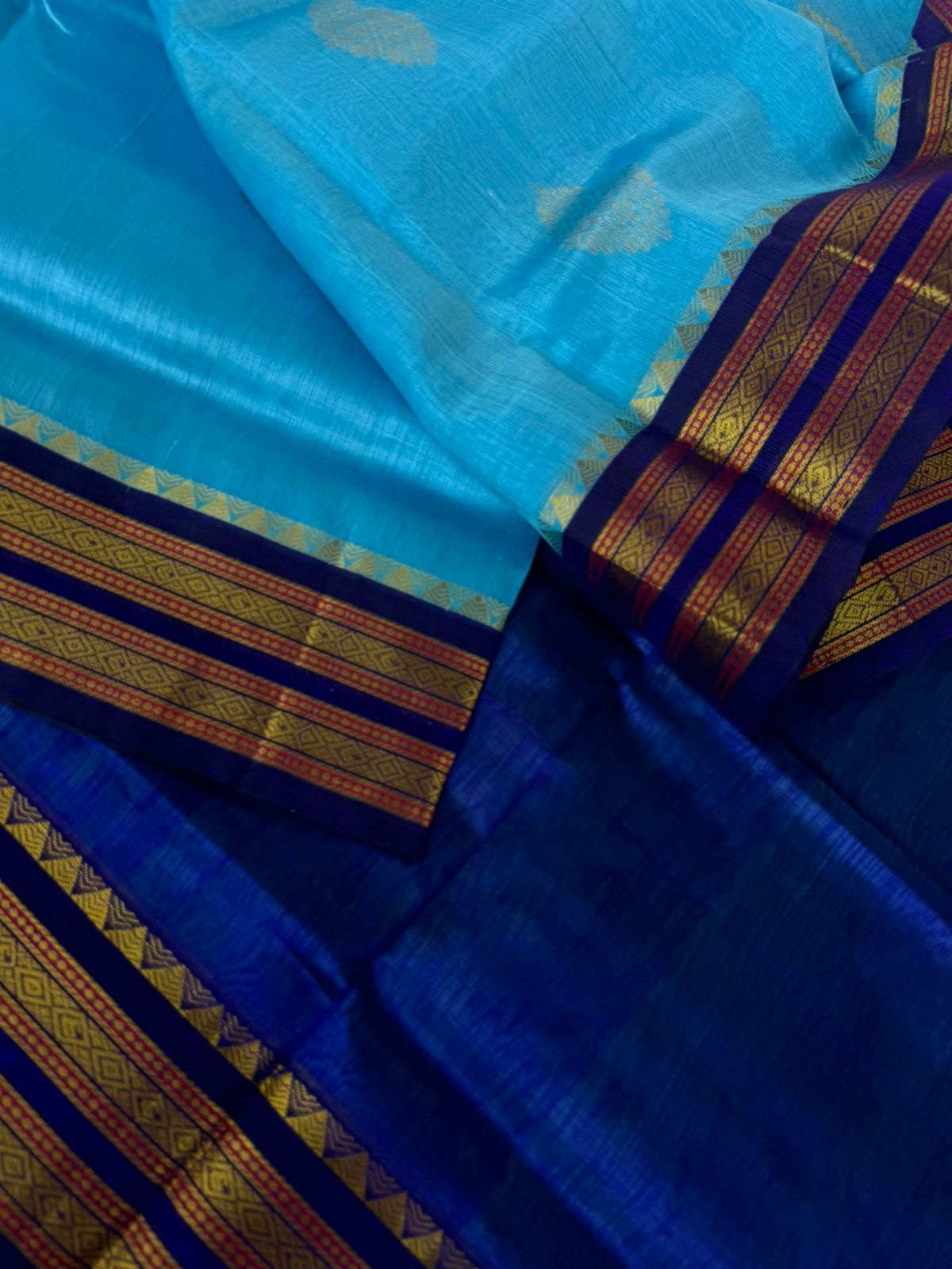 Korvai Silk Cotton - blue on blue