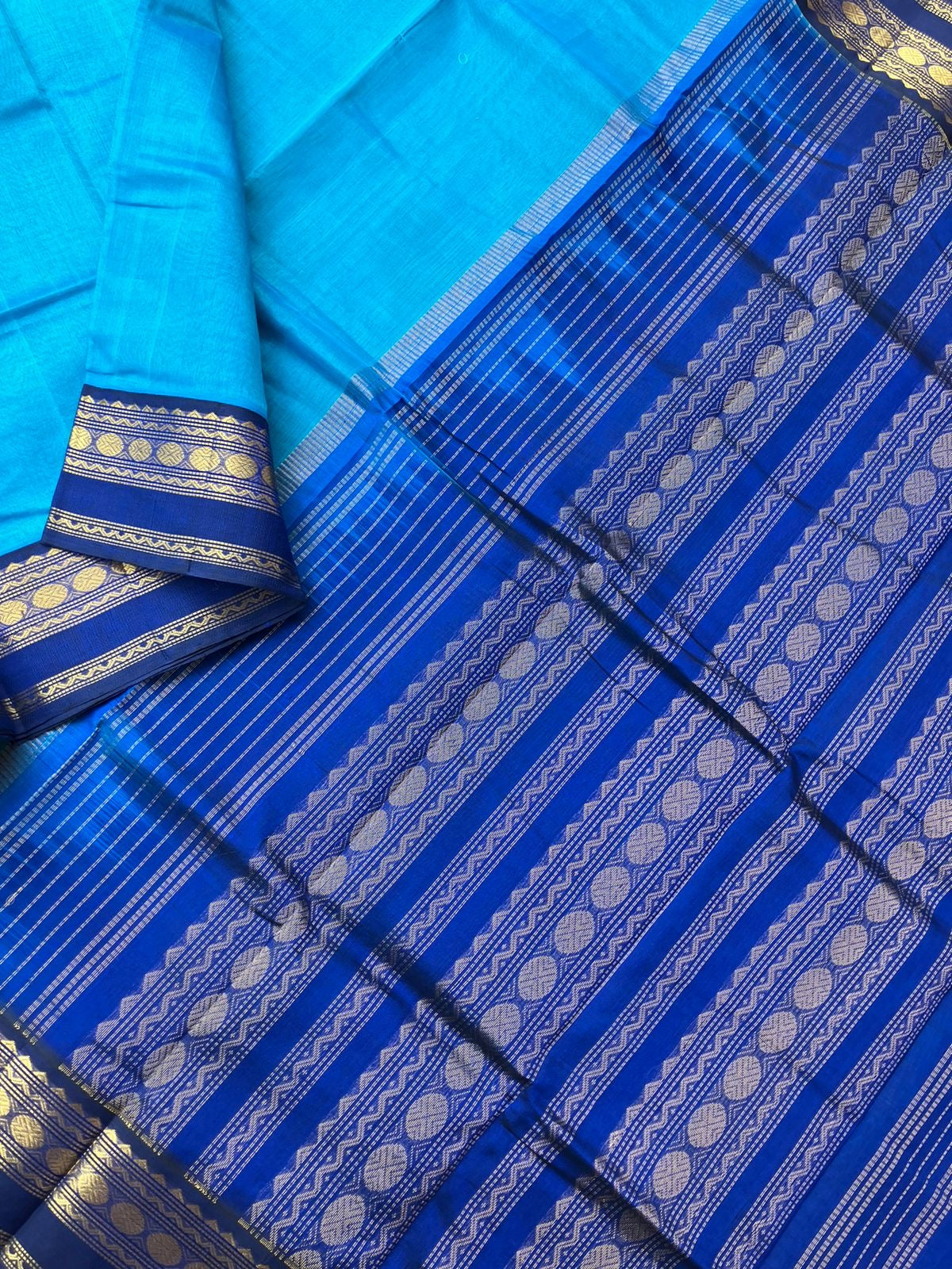 Korvai Silk Cotton - blue on blue