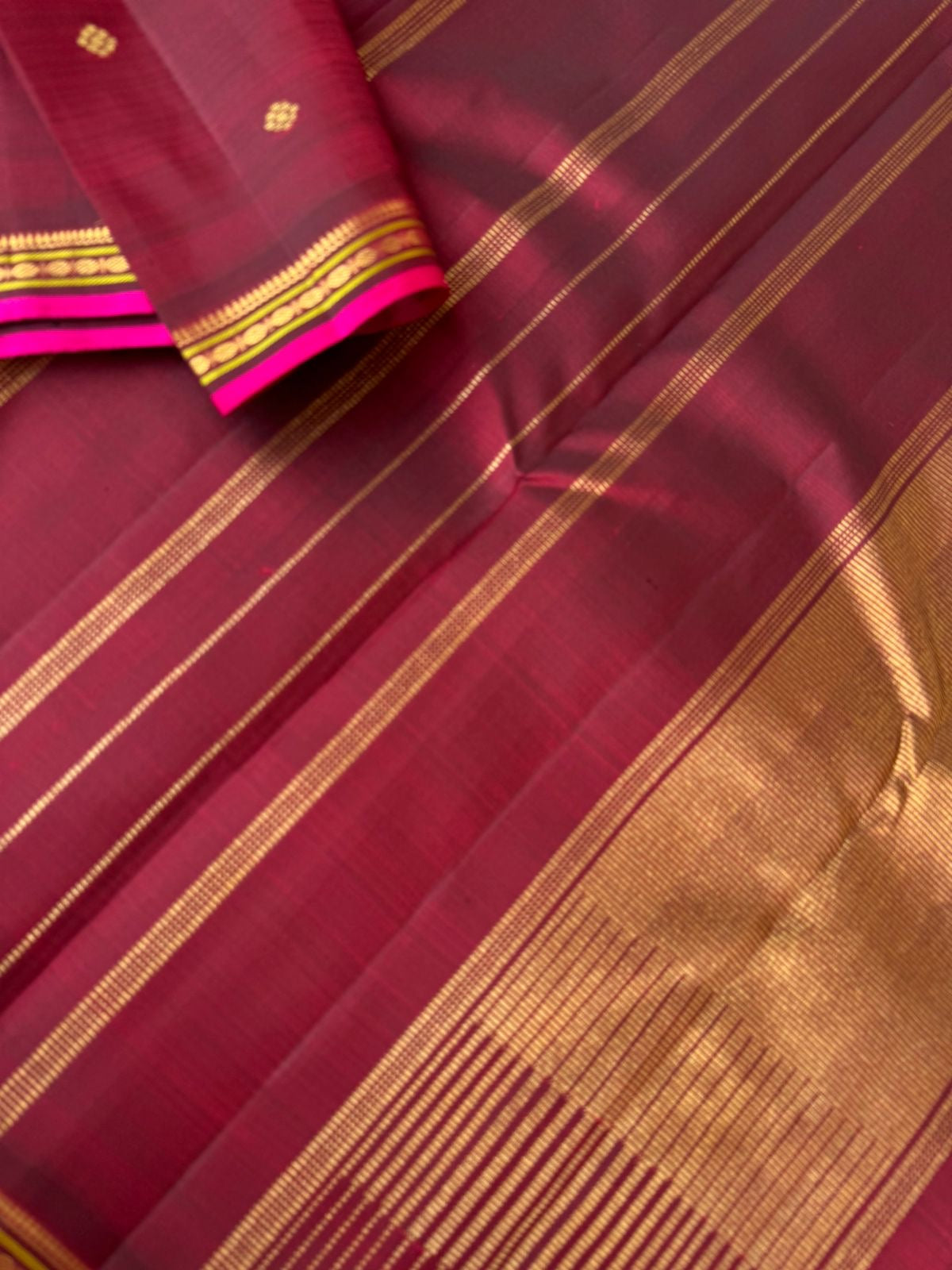 Shree - Stunning Small Border Kanchivarams - burgundy maroon and small borders