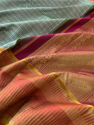 Myth of Kanchivaram - Lot of people Think Tall border Kanchivaram makes them look short but definitely not , saree won’t alter the height, it will give a absolutely different and unique look when it is draped for all people.