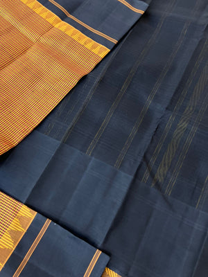 Signature Korvai Silk Cottons - honey mustard and rust kasa kasa kattam